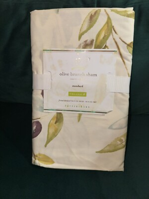 New Pottery Barn Olive branch cotton sham standard 26