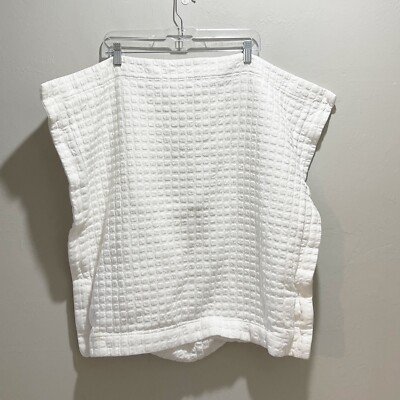 POTTERY BARN White Organic Cotton Textured Heavy Windowpane Textured Euro Sham-image