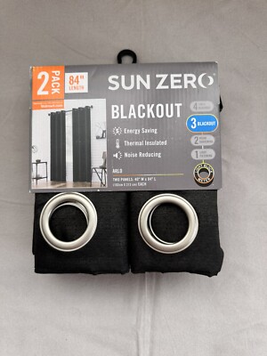 Sun Zero Black Blackout Curtains 2 Pack-image