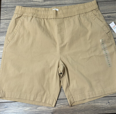 Dip Men’s Beige Khaki Shorts With Elastic Waist Size XL-image