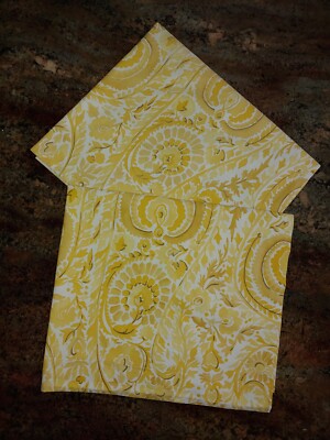 2 Pottery Barn STD Painterly Paisley Yellow Cotton Pillow Shams 25x20