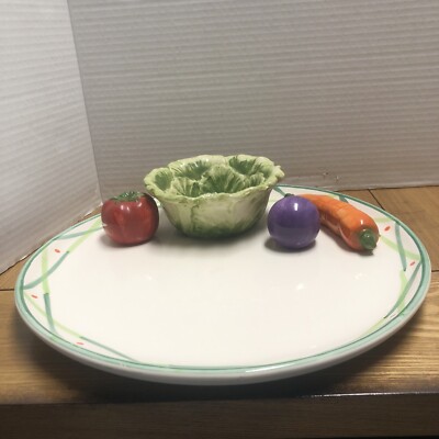 World Bazaar Inc Ceramic Plate Handpainted for Dips & Vegetable Sticks or Chips -image