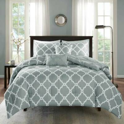 New Madison Park Essentials Kasey King/Cali King Size Bed Comforter Set - Grey,-image
