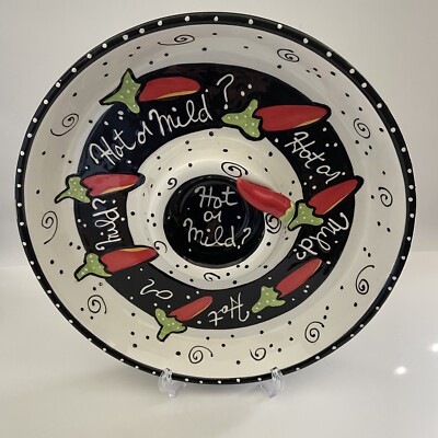  Tex Mex Party Ceramic Platter Chip Dip Large Joanne dalomba Lotus Hot or Mild-image