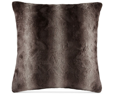 Madison Park Zuri Square Decorative Pillow Faux Fur Chocolate Brown 20 X 20-image