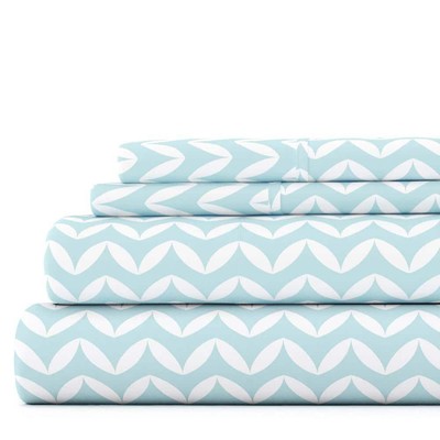Becky Cameron Sheet Set Geometric Microfiber Polyester King Light Blue (4-Pc)-image