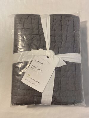 Pottery Barn PICKSTITCH Handcrafted Cotton Sham Standard FLAGSTONE NWT-image