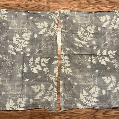 POTTERY BARN SHADOW FLORAL PERCALE KING SHAM SET OF 2 ~ GRAY-image