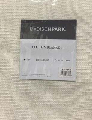 🎁 Madison Park Cotton Blanket BL51N-0845 - Twin - Cream Finish🆕-image