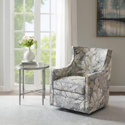 Madison Park Curve Back Swivel Glider Chair With Blue Multi Finish MP103-0731-image