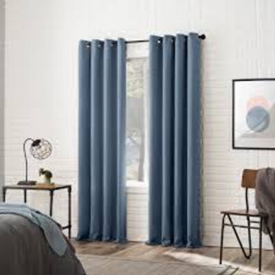 Blackout Grommet Curtain Panel - Denim Blue-image
