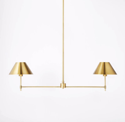 Threshold Studio McGee - Metal Two Arm Shaded Chandelier Ceiling Light Brass-image