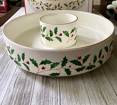 LENOX Extra Large Holiday Chip & Dip Set Platter  12.5