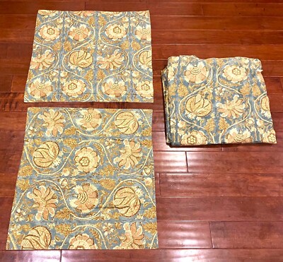 Pottery Barn Blue Palampore Floral Queen Full Duvet Cover Two Euro Shams-image