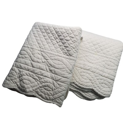 Set/2 Pottery Barn Heirloom Scalloped King Shams White-image