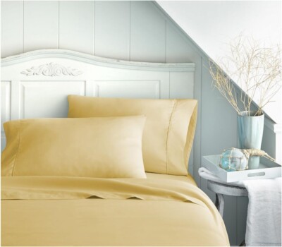 IEnjoy Home Collection 3pc Sheet Set Microfiber, Yellow/Gold, Twin XL (New)-image