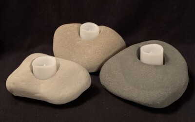 Set of 3 Earth Lights Rock Votive Candles Franco Vecchio Studio Collection-image