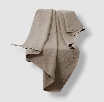 Madison Park Brown Khaki Quebec Oversized Quilted Throw Blanket | 60 x 70-image