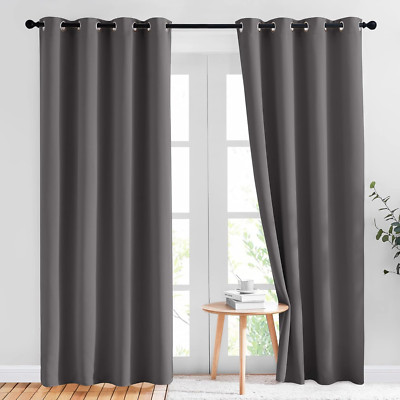 Gray Blackout Curtains for Bedroom 84 Inches Long - Thermal Drapes Grommet Room -image