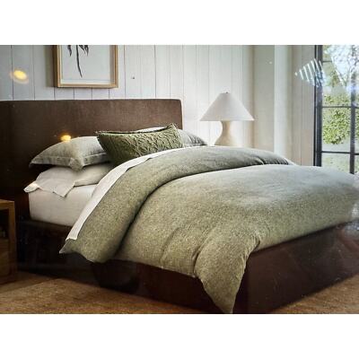 NWOT Pottery Barn Belgian Flax Linen Duvet Cover Full/Queen Green/Gray-image