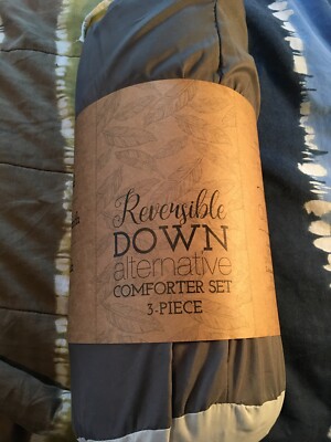 Jenjoy - Full / Queen - Reversible Down Alternative Comforter 3 Piece Set - NEW-image