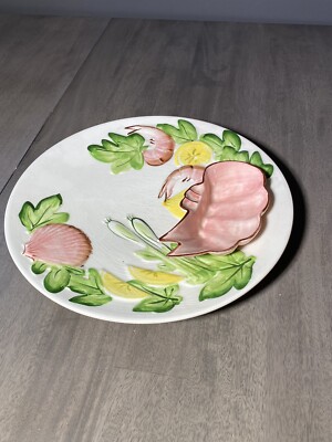 Vintage Pottery #585 Seafood Chip n' Dip Appetizer Tray Perfect!-image