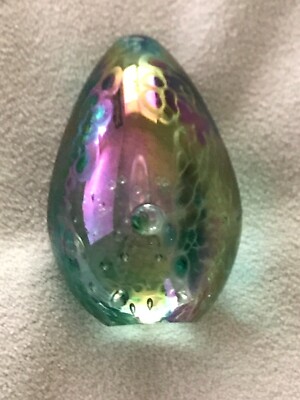 Glass Eye Studio signed GES 94 Paperweight Iridescent Egg Shaped-image