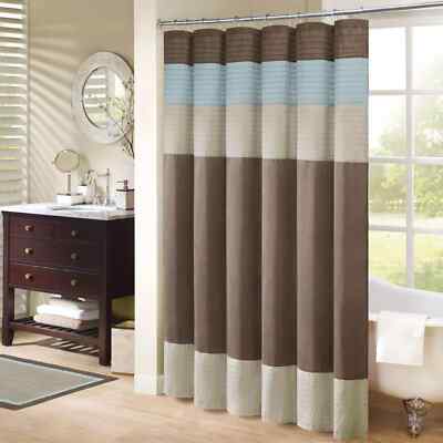 Madison Park Amherst Faux Silk Pieced Shower Curtain 72x72