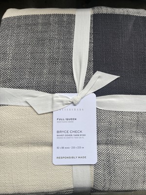 Pottery Barn Bryce Buffalo Check Duvet Full/Queen Charcoal / Ivory - NEW-image