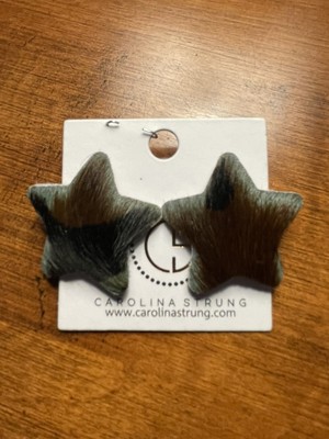 Carolina Strung Faux Cowhide Pierced Star Shaped Earrings-image