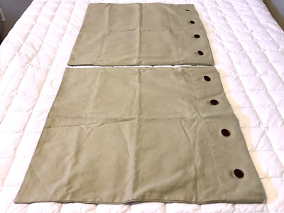 Pottery Barn EURO Thick Cotton Khaki Pillow Shams Brown Buttons SET OF 2-image