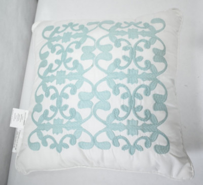 Madison Park Square Throw Pillow Teal/White Royal Pattern Design 16