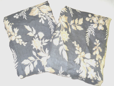 SET 2 Pottery Barn Gray Leaves 100% Linen Standard Shams French Country Cottage-image