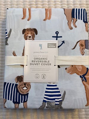 Pottery Barn Kids Salty Dog Nautical Coastal Duvet - Full/Queen - NEW - HTF-image