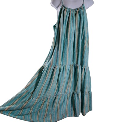 Dip Striped Maxi Sundress XL | Tiered Hem | Adj. Spaghetti Straps | Boho Resort-image