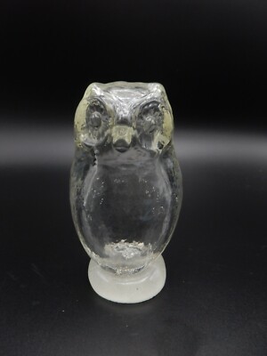 Art Glass Wise Owl Bird Shaped Paperweight Lead Crystal 5