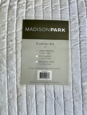 Twin White Bedsread/Quilt Madison Park Keaton 3 Pcs Set, 2 Sheets, 1 Pillowcas-image