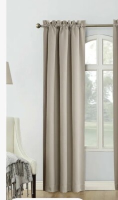 New Sun Zero Tan Rod Pocket Curtain Panel (1) 40