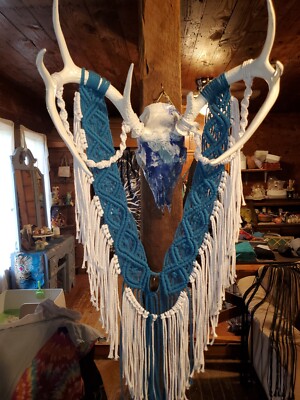 Hydro Dipped Deer Skull With Macrame-image