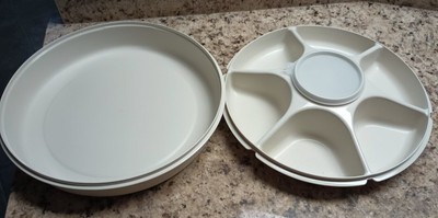 Vtg Tupperware Veggie Fruit Serving Tray with Dip Container & Lid Summer Picnics-image
