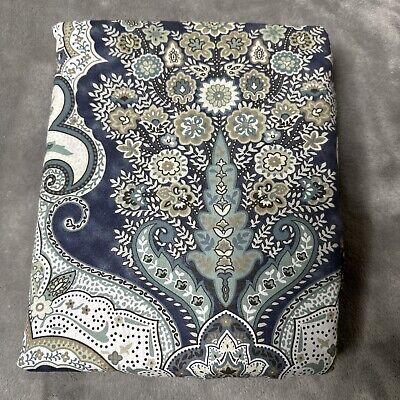 Pottery Barn Blue Jordana Paisley Percale DUVET Cover FULL / QUEEN NWOT 030-image