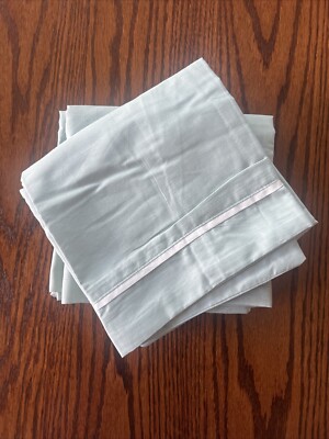 Set Of Two Madison Park Dawn Euro Pillow Shams Aqua Color White Border Cotton-image