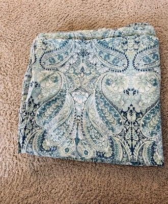 Pottery Barn Green Blue Paisley Full / Queen Duvet Cover-image