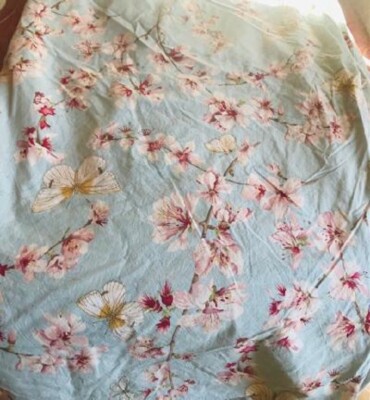 Pottery Barn Cherry Blossom Duvet Cover Set Baby Blue King 2 Euro Shams Rare🦩-image