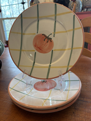 (3) Pottery Barn Sunnyside Tomato Luncheon Plates~9 1/2