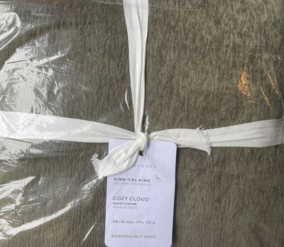 Pottery Barn Cozy Cloud Duvet KING / CAL - Loden + (1) Standard Sham - NEW-image