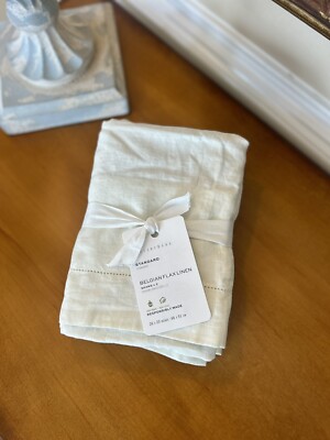 Pottery Barn Belgian Flax Linen STANDARD Shams (2) Classic Ivory NWT OB READ!-image
