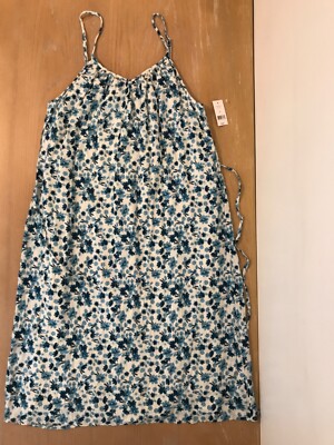 New! Dip Ladies Summer Dress Strap Sleeve Lined Blue & Ivory Floral Size Large-image