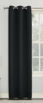 Sun Zero- Kenneth Energy Saving Blackout Grommet Curtain Panel, Black, 63