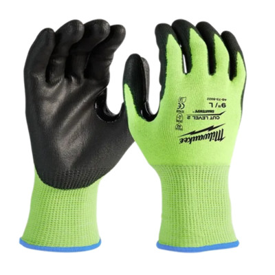 Milwaukee 48-73-8922B 12PK High Vis Cut Level 2 Polyurethane Dipped Gloves - L-image
